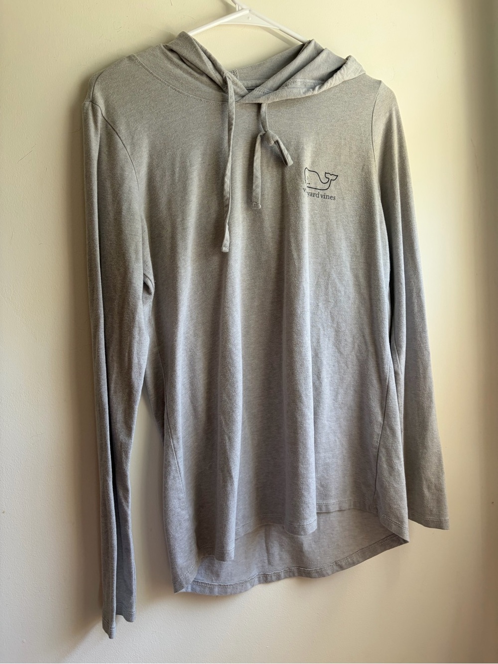 Vineyard Vines Lightweight Cotton Long Tunic Hoodie Gray Black Whale Preppy